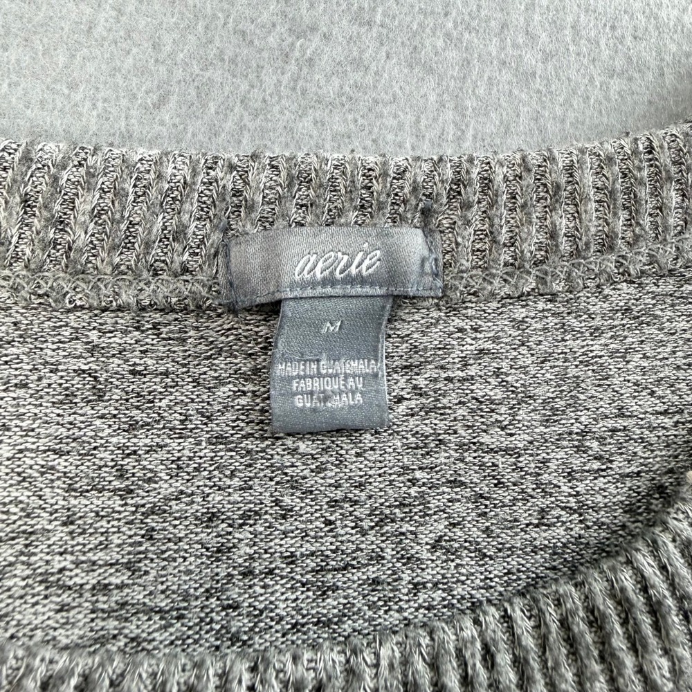 Aerie Sweatshirt Womens Medium Gray Oversized Knit Pullover Athleisure Chic - Picture 3 of 9